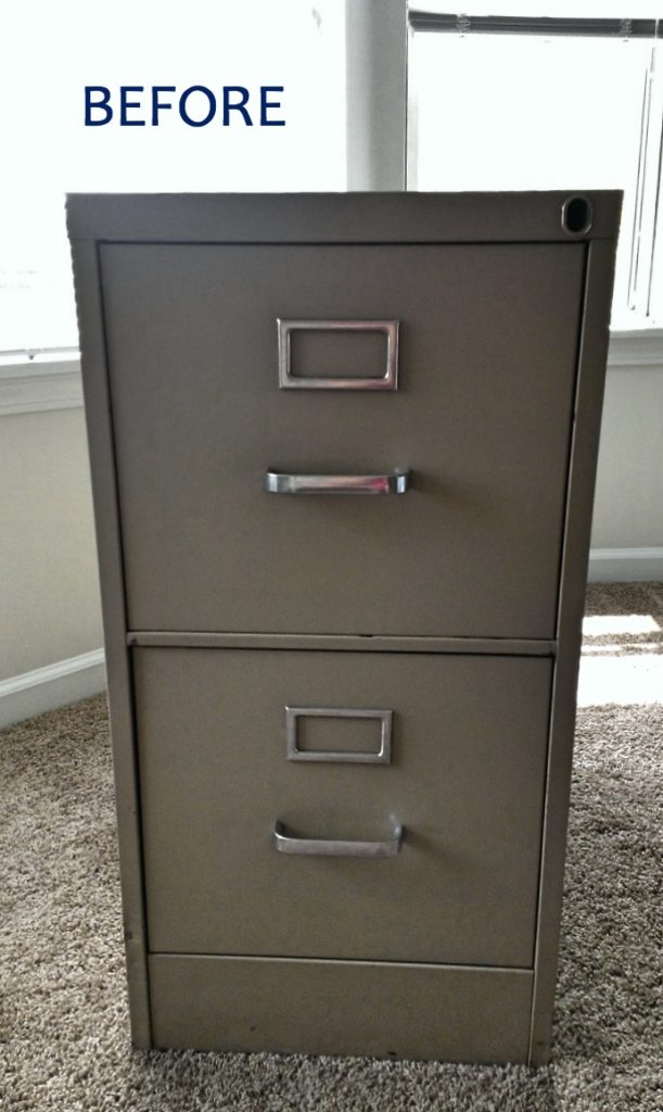 File Cabinet before makeover. Thrift store file cabinet.